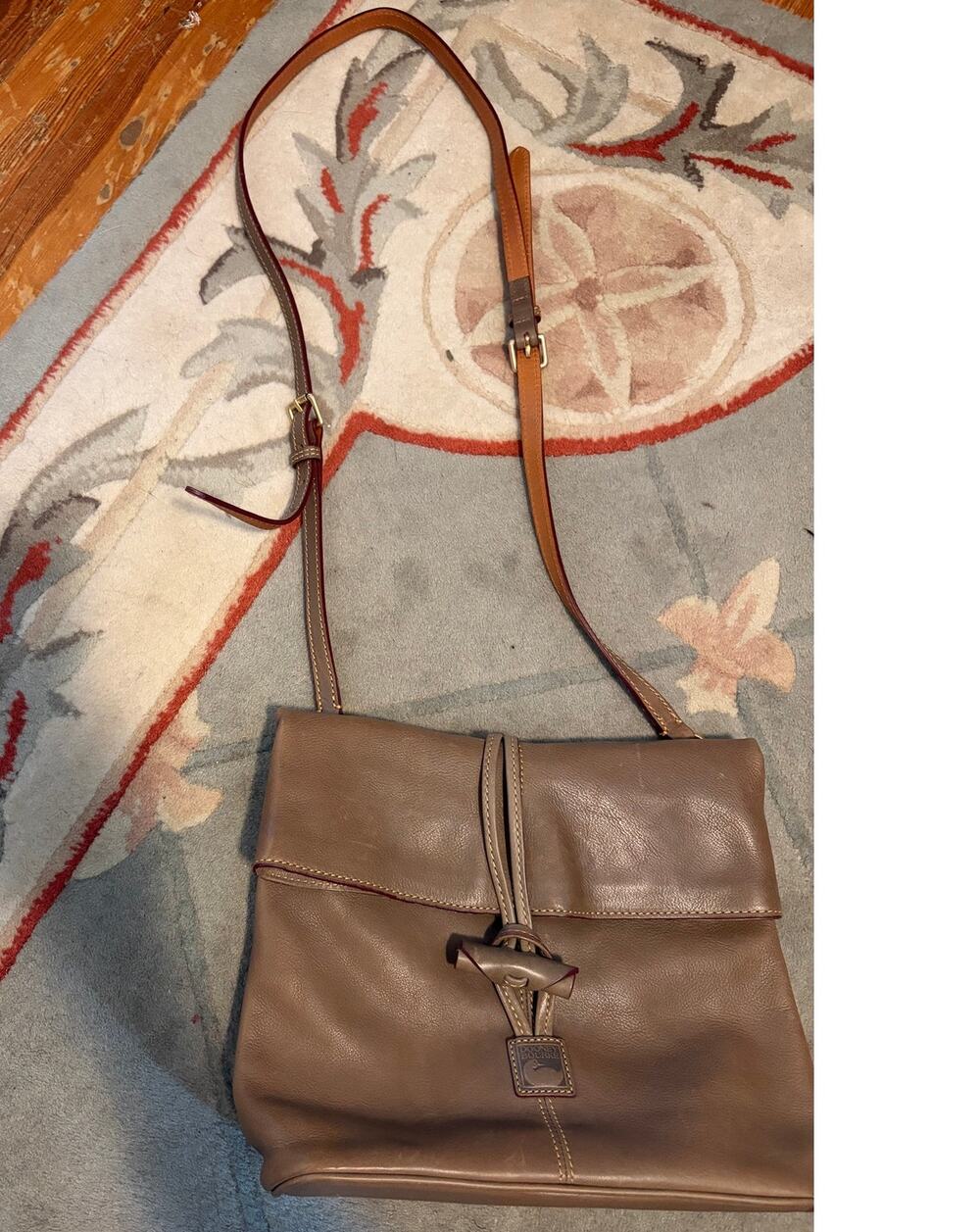Dooney & Bourke Florentine Medium Toggle Crossbody Taupe Leather Shoulder Bag